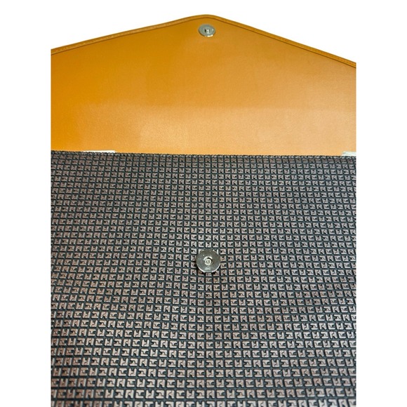 Vintage TED LAPIDUS Paris Embossed Leather Monogram Envelope Clutch Bag 9x15.5 - Picture 6 of 15